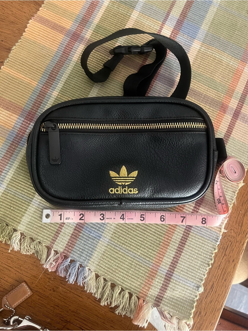 adidas Black Crossbody Bag with Gold Trefoil